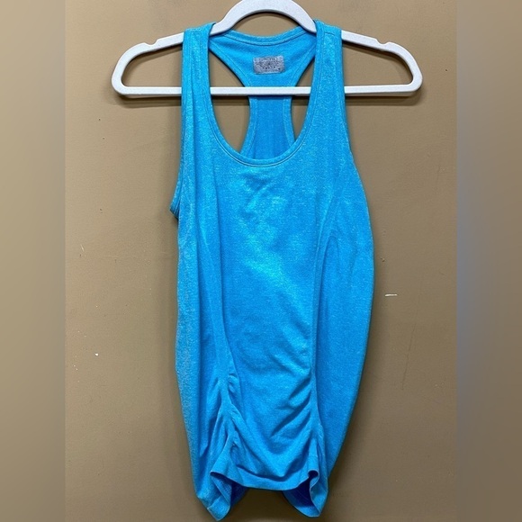 Athleta Tank Women's Sz M Fastest Track Racerback Seamless Blue Ruched #643266 - Picture 1 of 5